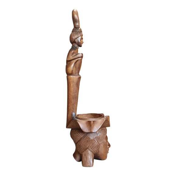 Vintage Hand-carved Igorot Ceremonial Offering Bowl or Dipping Ladle 19" H - Picture 4 of 8